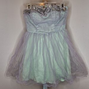 City Triangles Mint and Lavender Embellished Dress